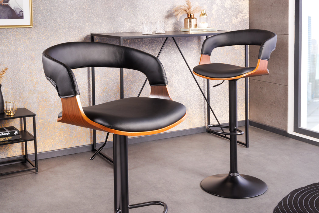 Barhocker Brooklyn Walnuss schwarz drehbar