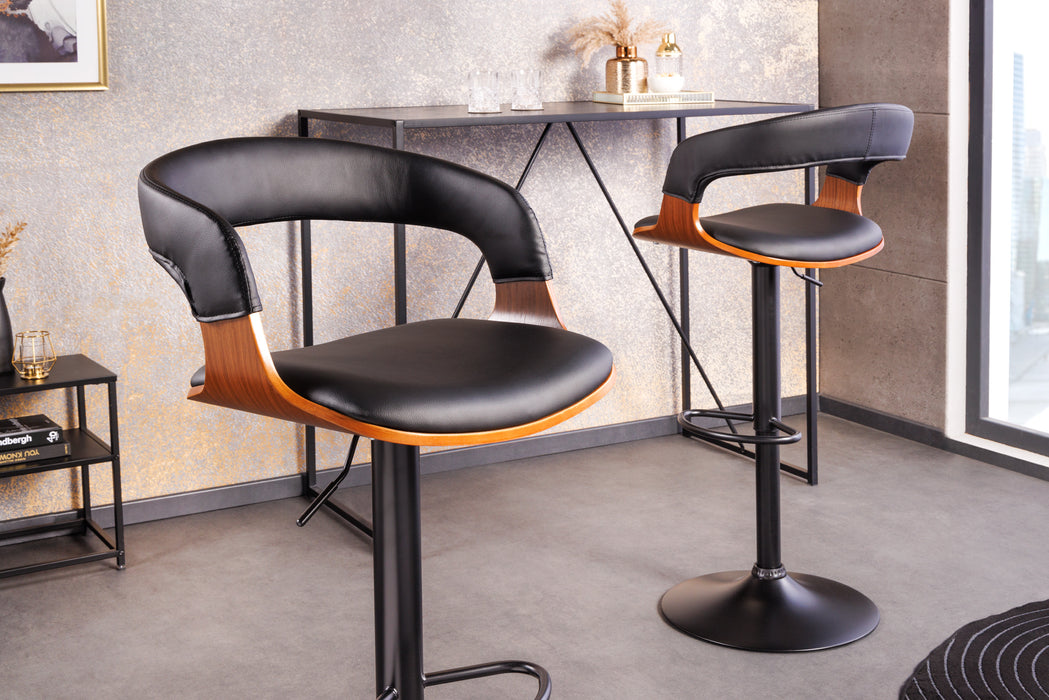 Barhocker Brooklyn Walnuss schwarz drehbar