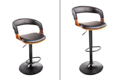 Barhocker Brooklyn Walnuss schwarz Strukturstoff drehbar