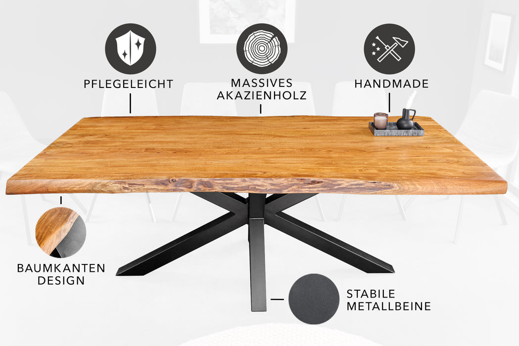 Esstisch Untamed 200cm Akazienholz 50mm