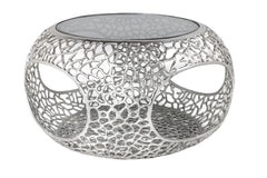 Couchtisch Whirl 40cm silber Schwarzglas