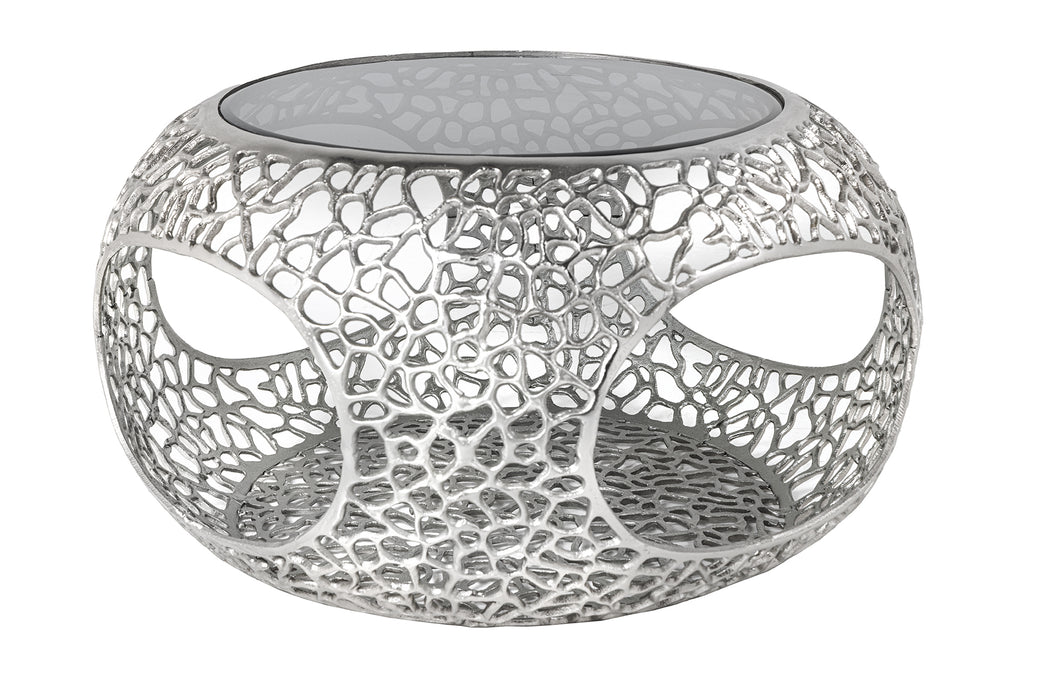 Couchtisch Whirl 40cm silber Schwarzglas
