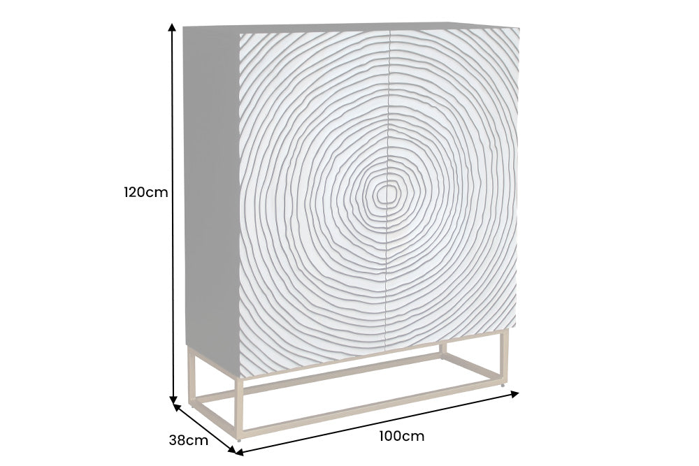 Highboard Kapillar 120cm schwarz weiß gold