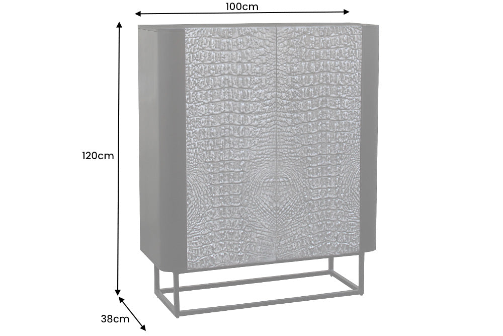 Highboard Aligator 120cm grau schwarz