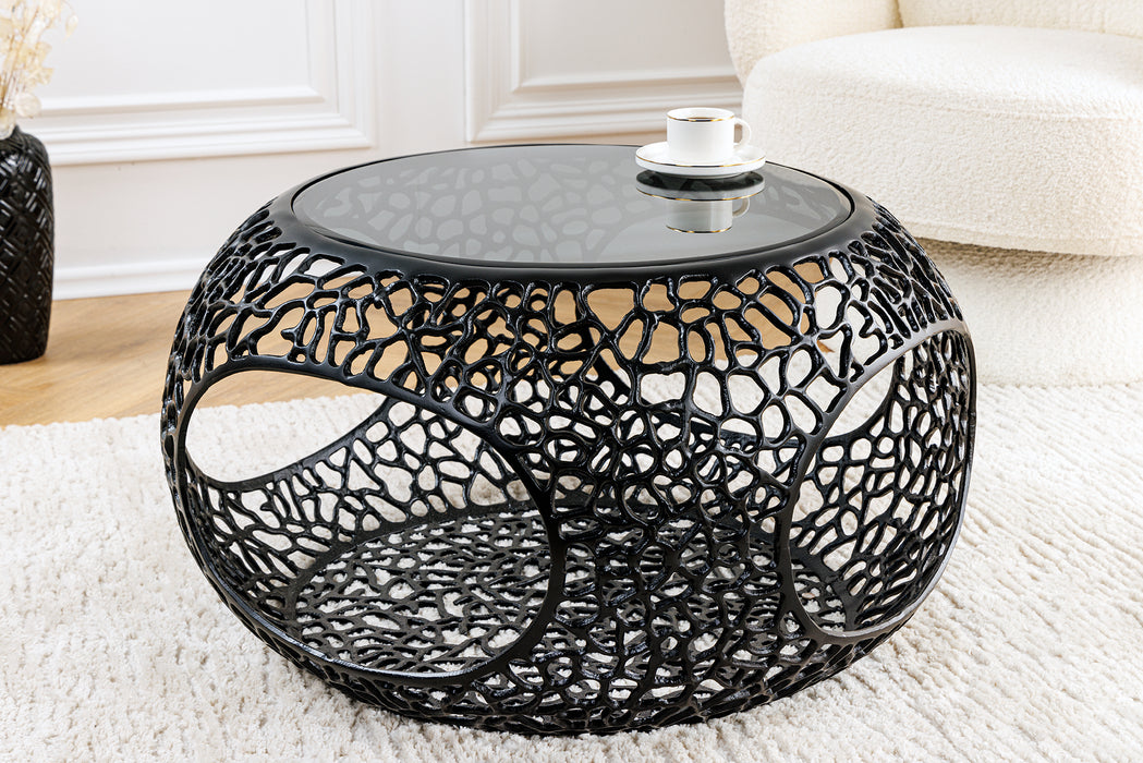 Couchtisch Whirl 40cm schwarz Schwarzglas