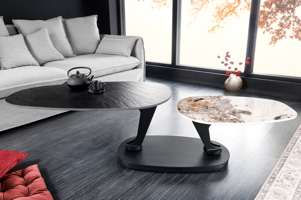 Couchtisch Flow 160cm Keramik natur drehbar