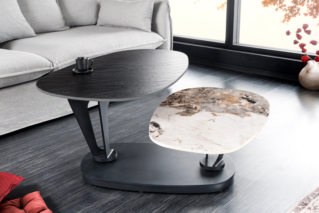 Couchtisch Flow 160cm Keramik natur drehbar