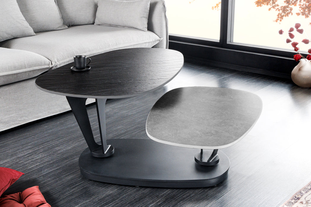 Couchtisch Flow 160cm Keramik grau drehbar