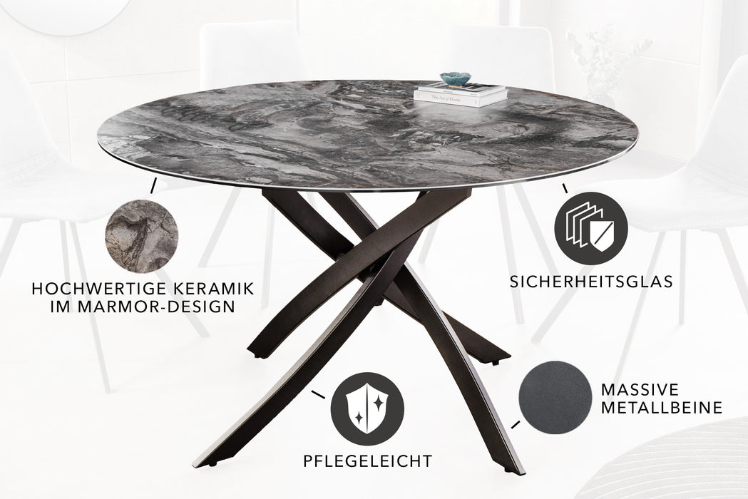 Esstisch Alpen 120cm Taupe Keramik Rund