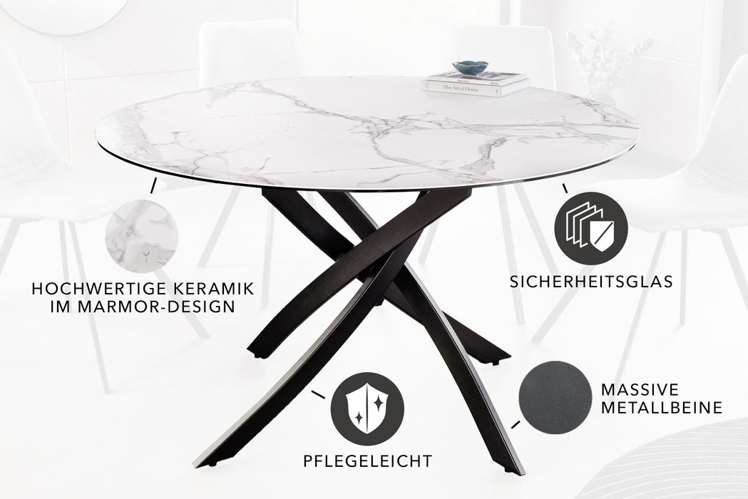Esstisch Alpen 120cm Weiß Keramik Rund