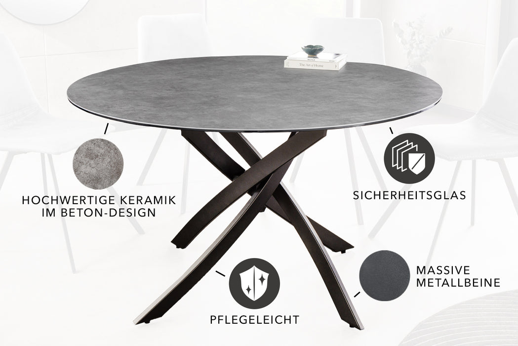 Esstisch Alpen 120cm Anthrazit Keramik Rund