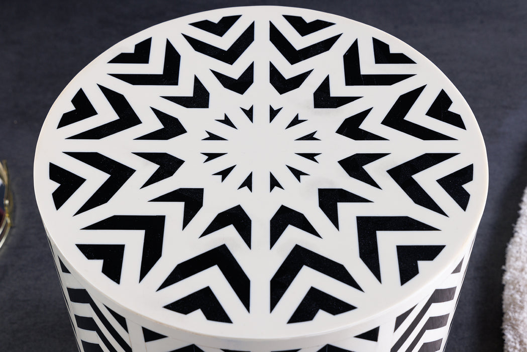 Beistelltisch Ivory Detail 45cm schwarz weiss