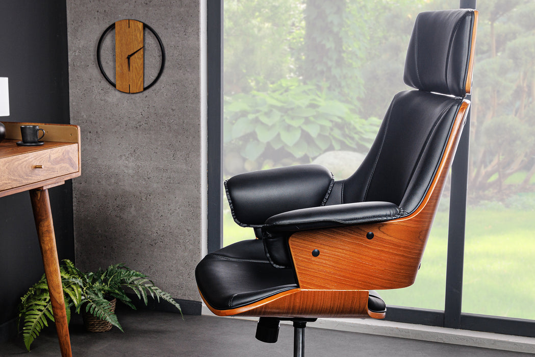Bürostuhl Lexington Kunstleder Walnuss drehbar