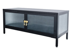Vitrine Davos 90cm Riffelglas schwarz