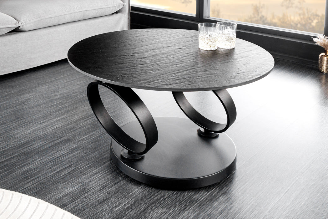 Couchtisch Spiral Circles Keramik grau drehbar