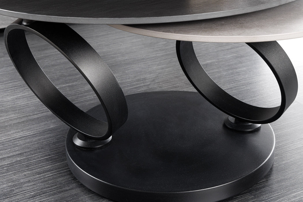 Couchtisch Spiral Circles Keramik grau drehbar