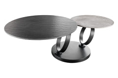 Couchtisch Spiral Circles Keramik grau drehbar