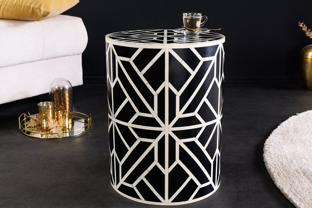 Beistelltisch Ivory Detail Inlay 45cm schwarz natur