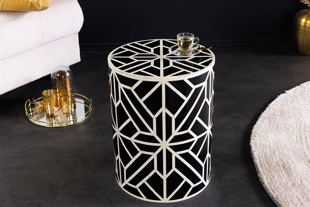Beistelltisch Ivory Detail Inlay 45cm schwarz natur