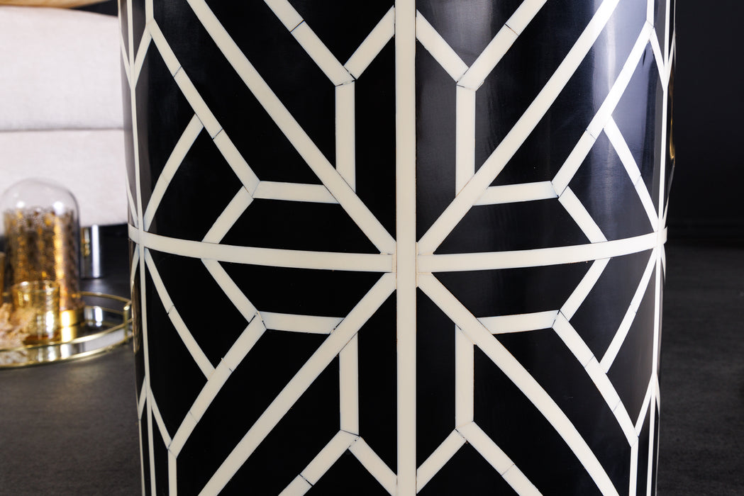 Beistelltisch Ivory Detail Inlay 45cm schwarz natur