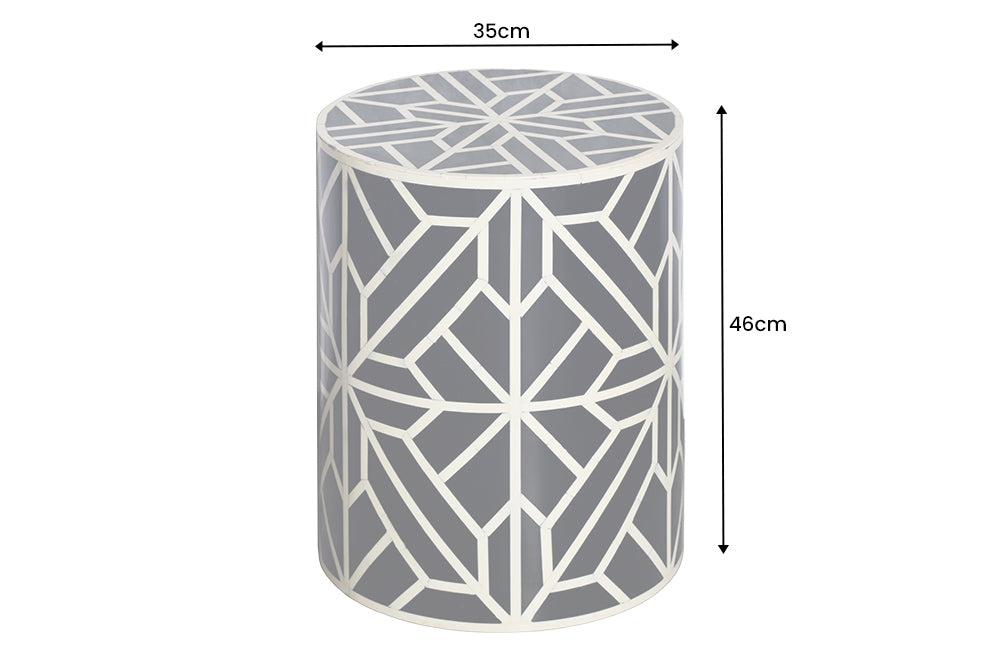 Beistelltisch Ivory Detail Inlay 45cm schwarz natur