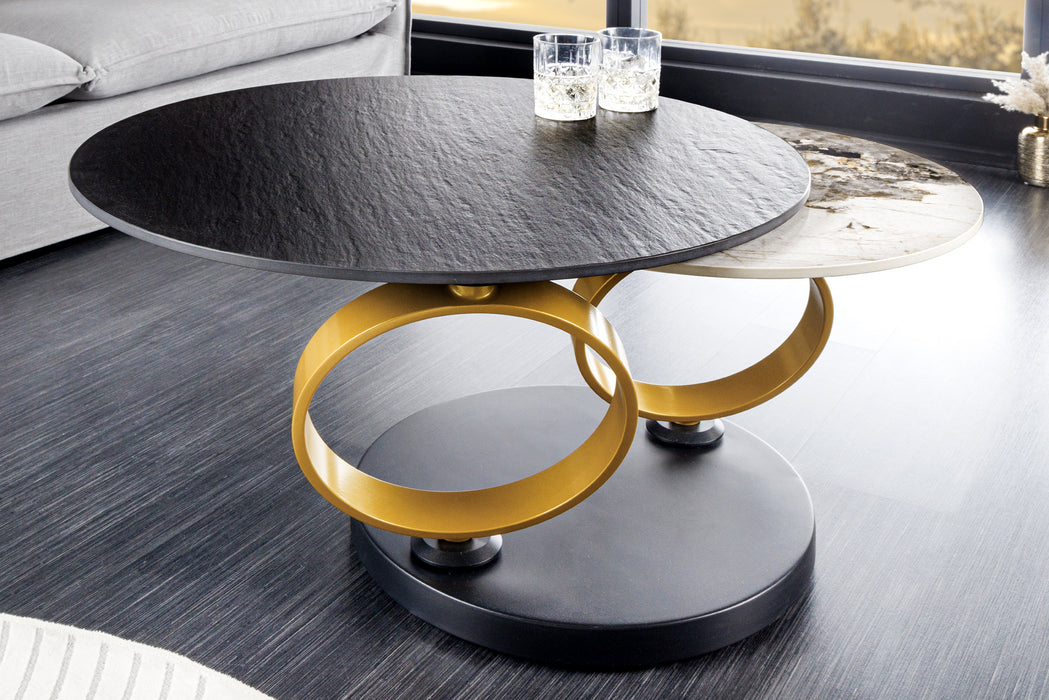Couchtisch Spiral Circles Keramik natur drehbar