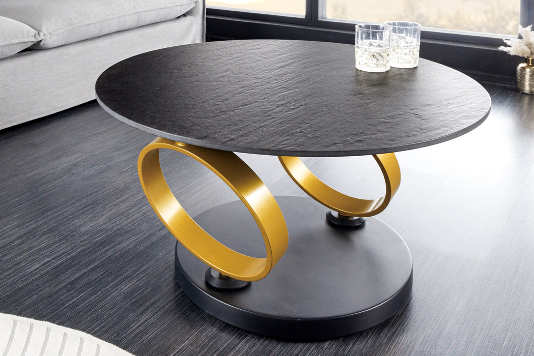 Couchtisch Spiral Circles Keramik natur drehbar