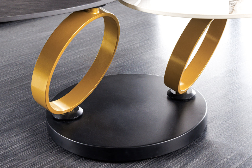 Couchtisch Spiral Circles Keramik natur drehbar