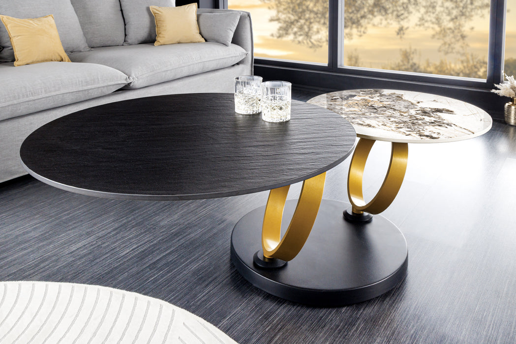 Couchtisch Spiral Circles Keramik natur drehbar