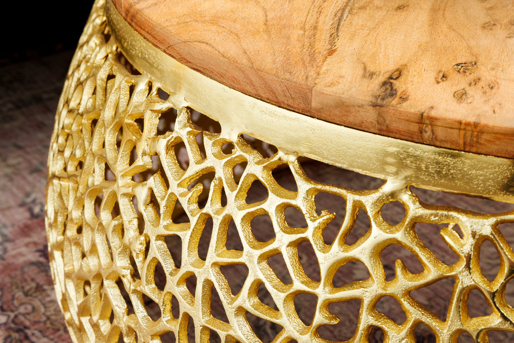 Couchtisch Petal 75cm gold Akazie