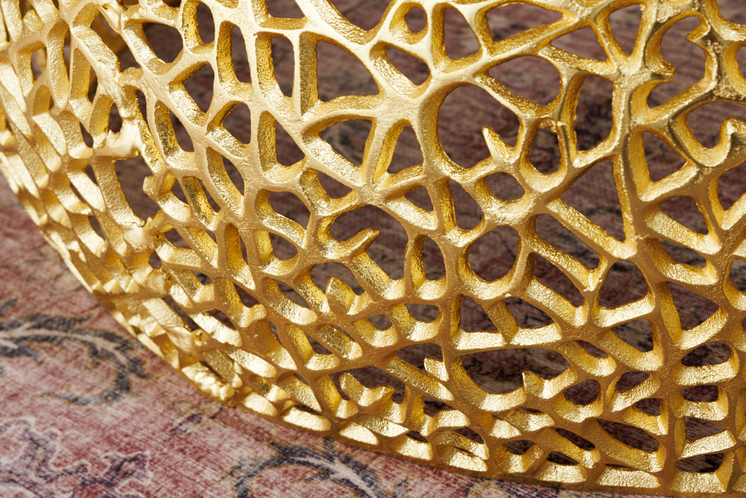 Couchtisch Petal 75cm gold Akazie