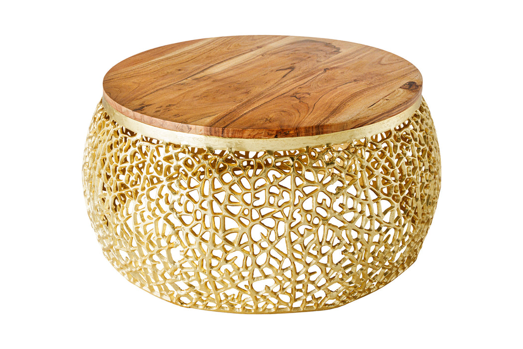 Couchtisch Petal 75cm gold Akazie