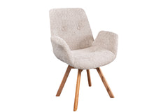 Design Stuhl Nordic Sea beige Bouclé Eichenholz 360 Grad drehbar