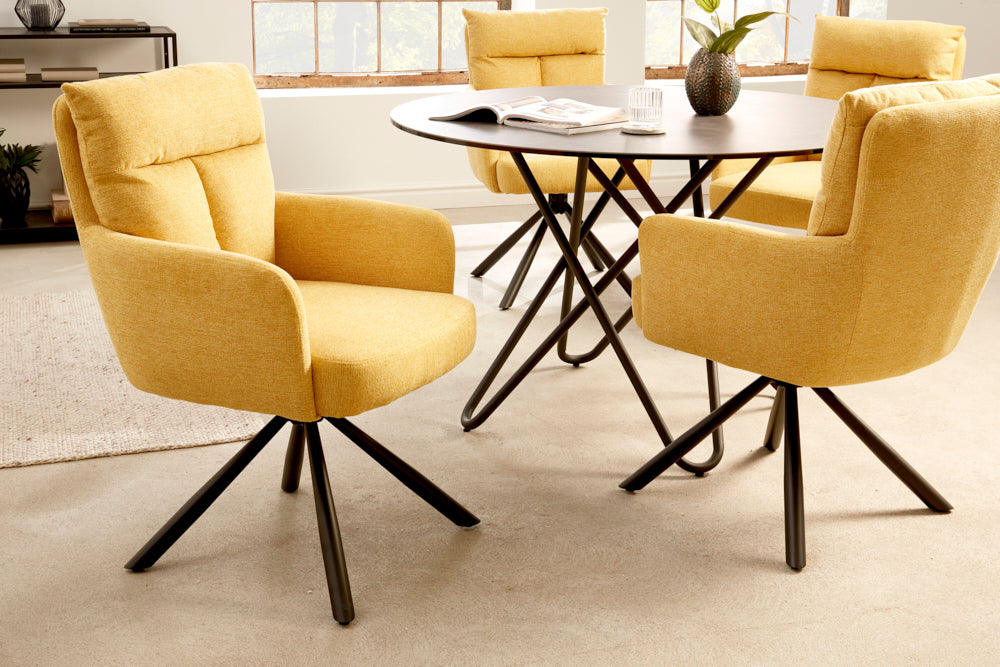 Retro Stuhl Grand Henry senfgelb drehbar 360