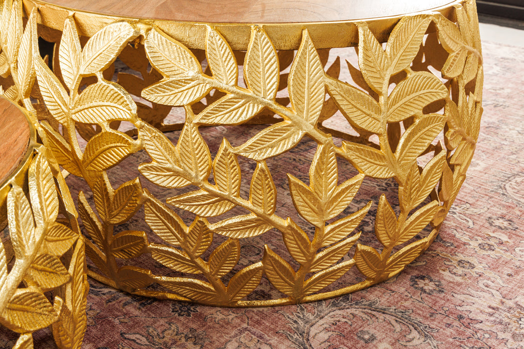 Couchtisch Conceptual Leaf 2er Set gold Akazie