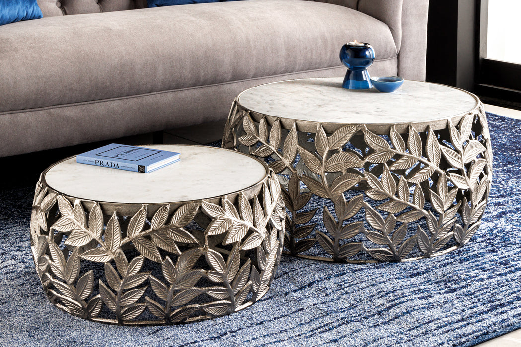 Couchtisch Conceptual Leaf 2er Set silber Marmor