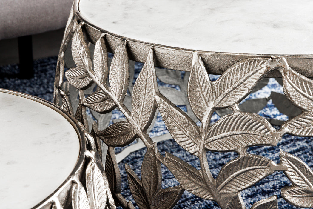 Couchtisch Conceptual Leaf 2er Set silber Marmor