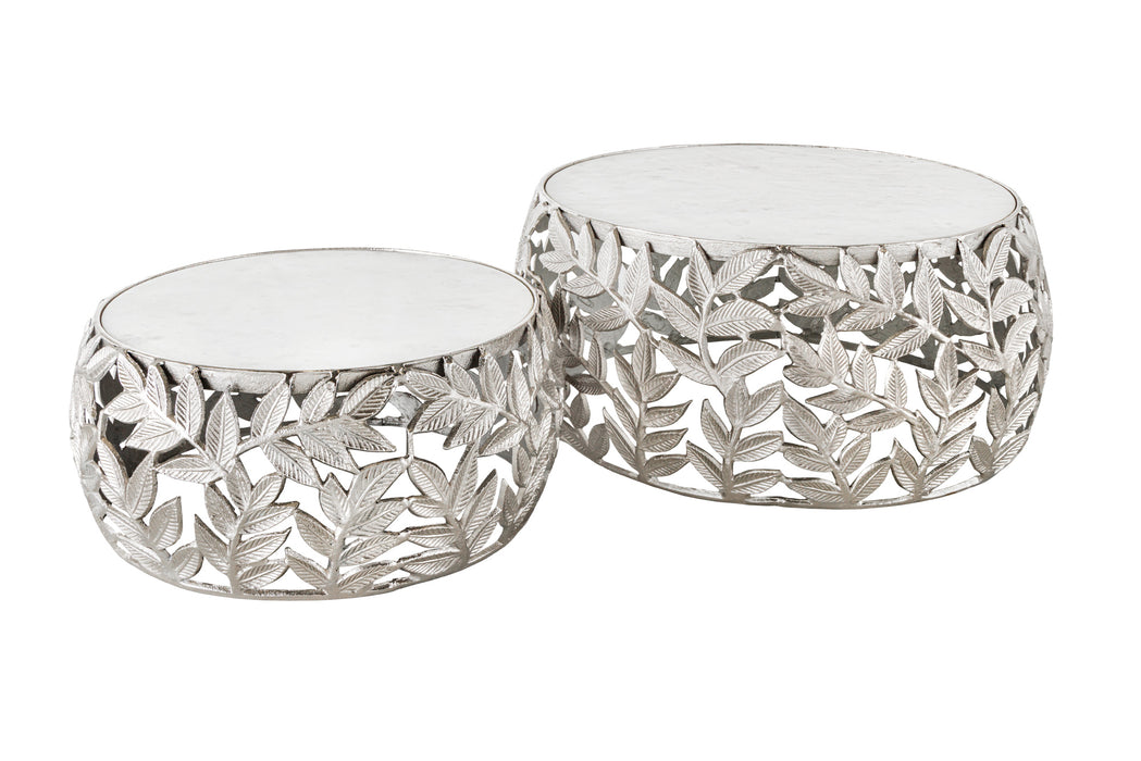 Couchtisch Conceptual Leaf 2er Set silber Marmor