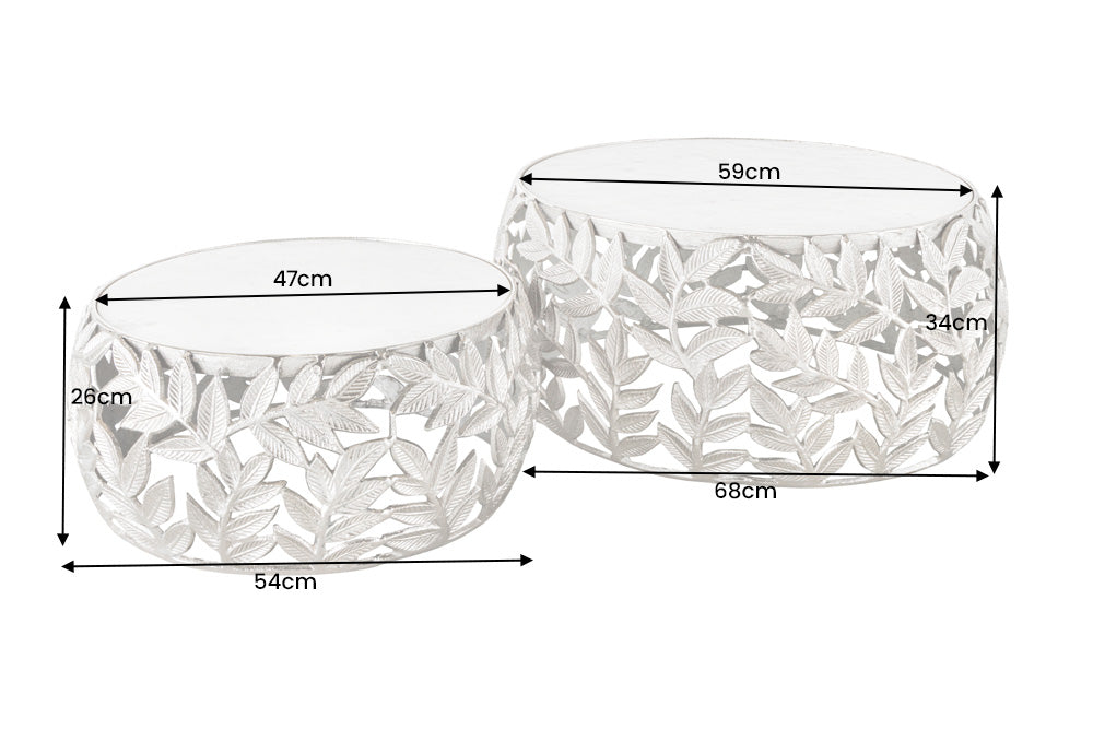 Couchtisch Conceptual Leaf 2er Set silber Marmor