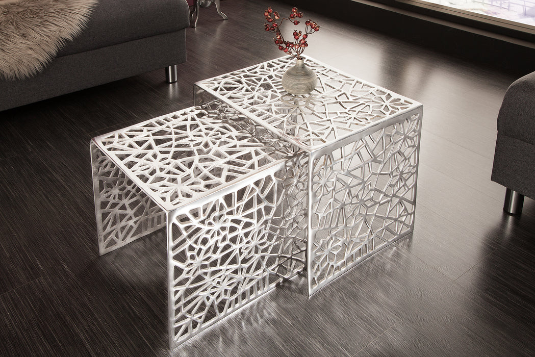 Couchtisch Conceptual 2er Set silber
