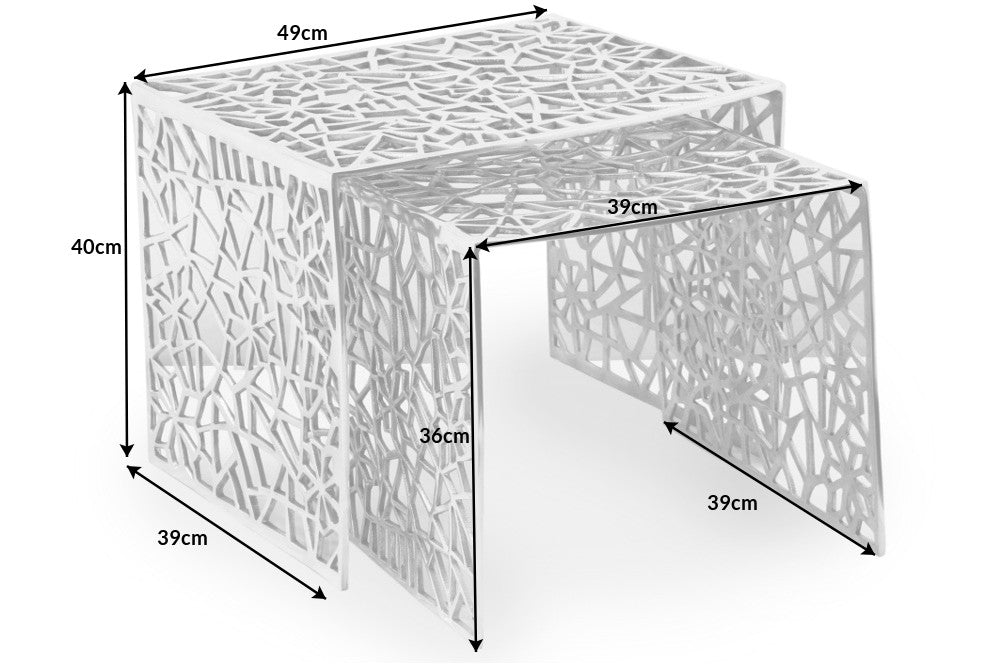 Couchtisch Conceptual 2er Set silber