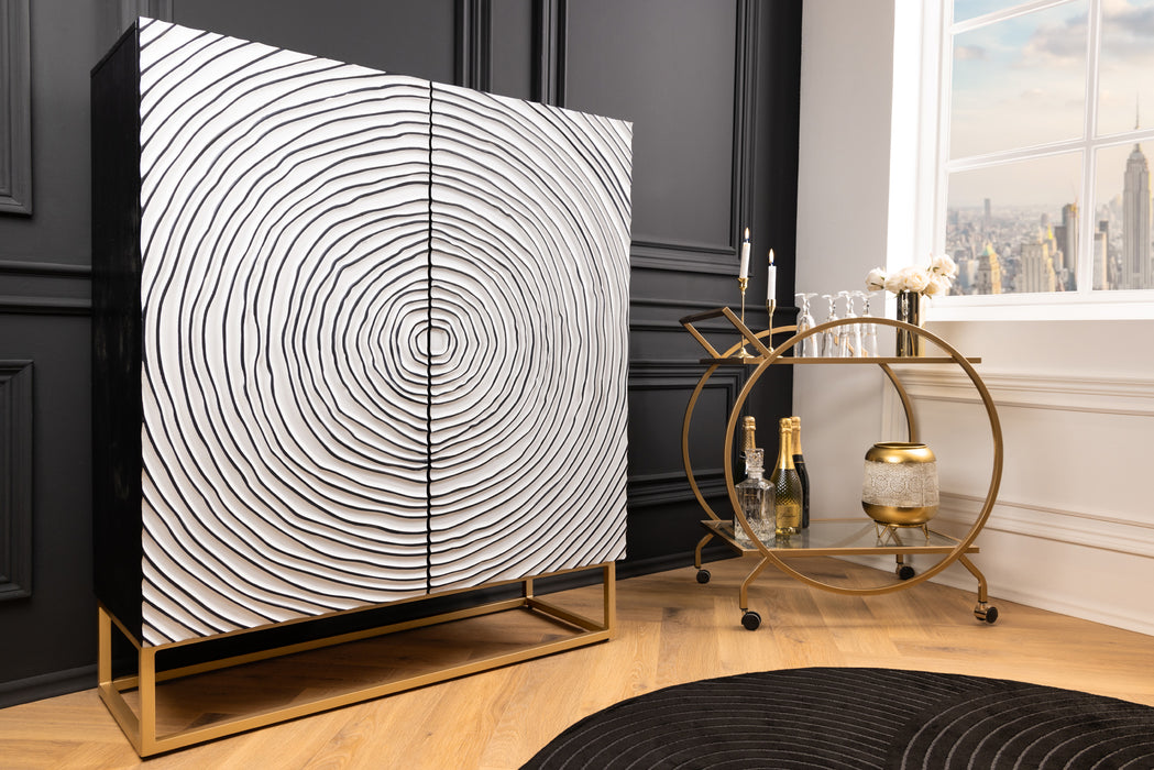 Highboard Kapillar 120cm schwarz weiß gold