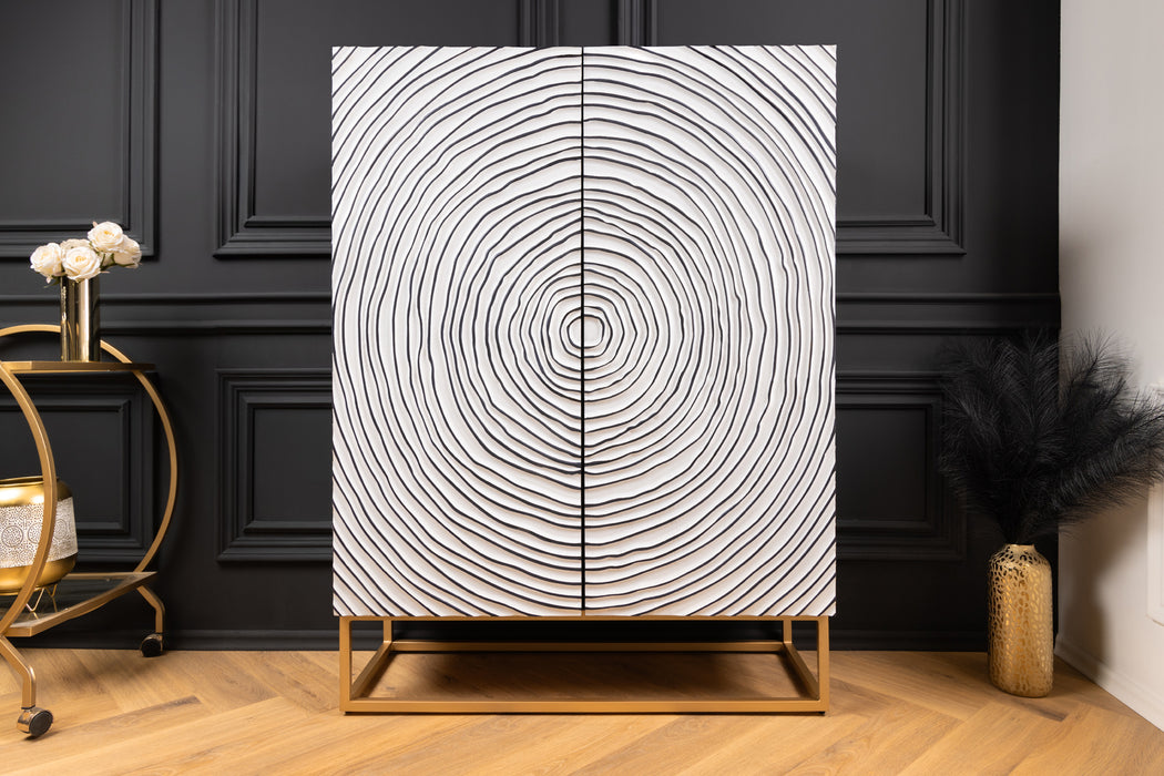 Highboard Kapillar 120cm schwarz weiß gold