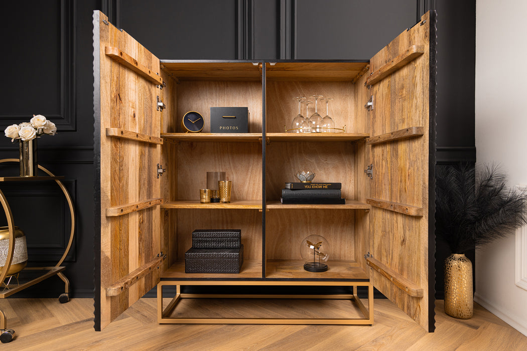 Highboard Kapillar 120cm schwarz weiß gold