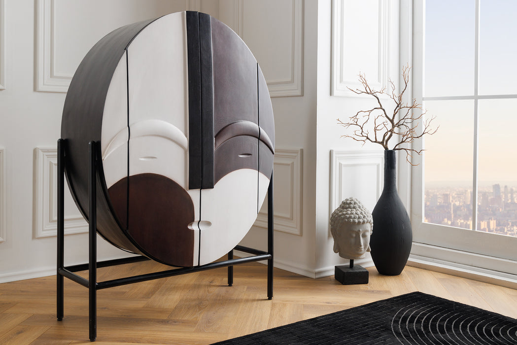 Highboard Sapele 120cm Mango braun schwarz weiß
