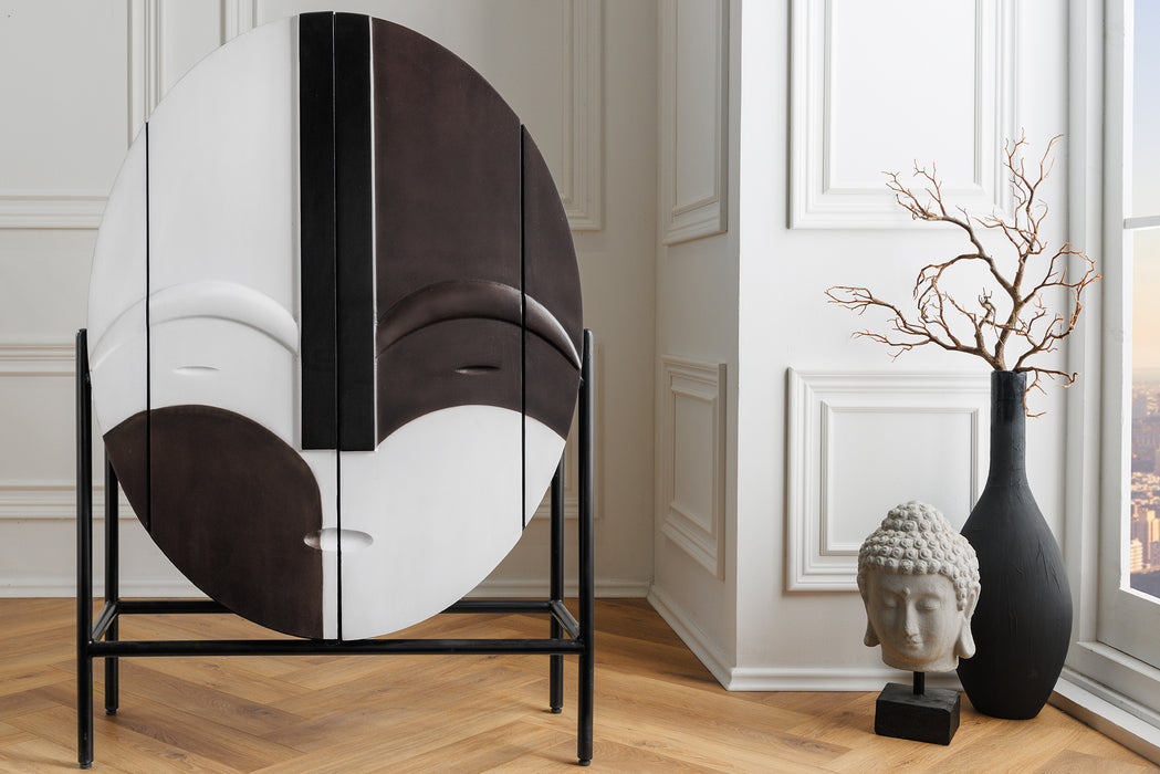 Highboard Sapele 120cm Mango braun schwarz weiß