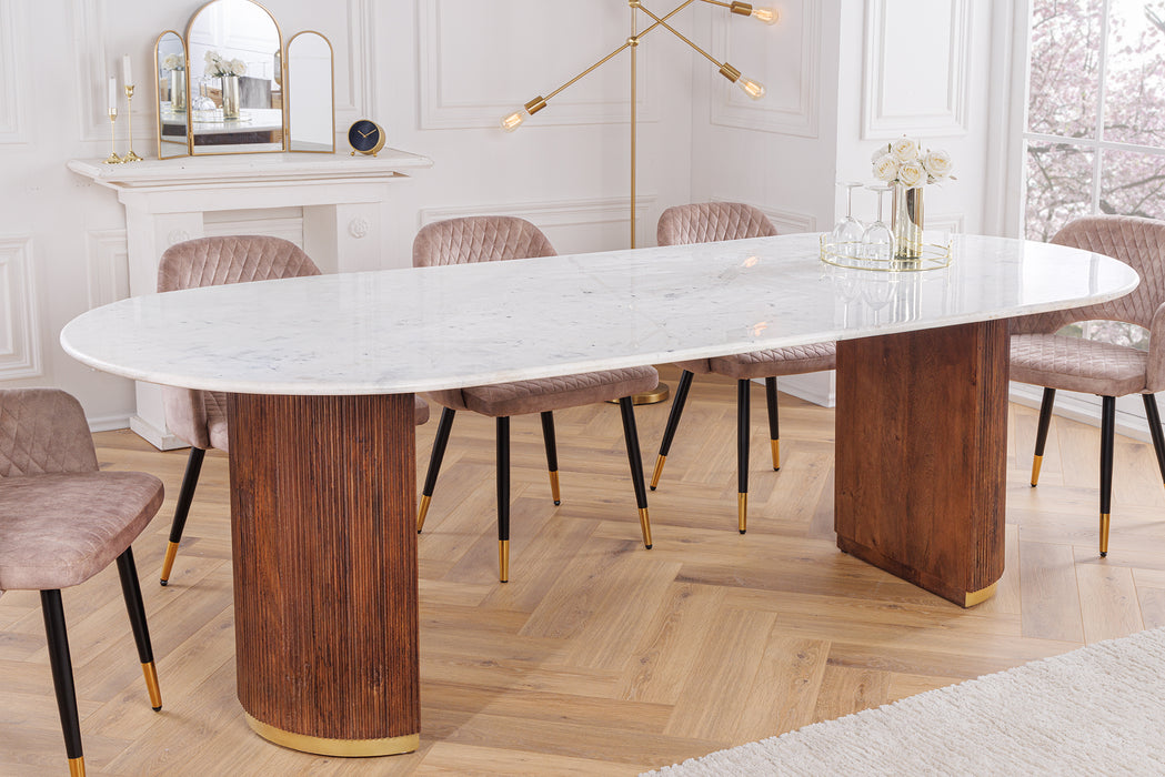 Esstisch Säntis 240cm Mango Marmor weiß