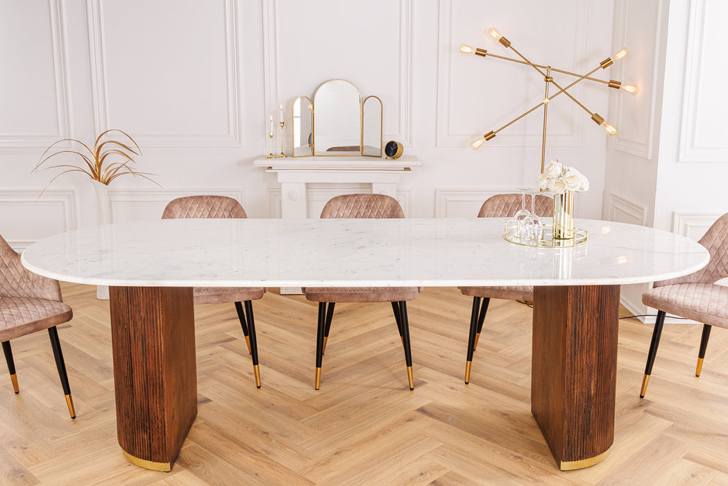 Esstisch Säntis 240cm Mango Marmor weiß